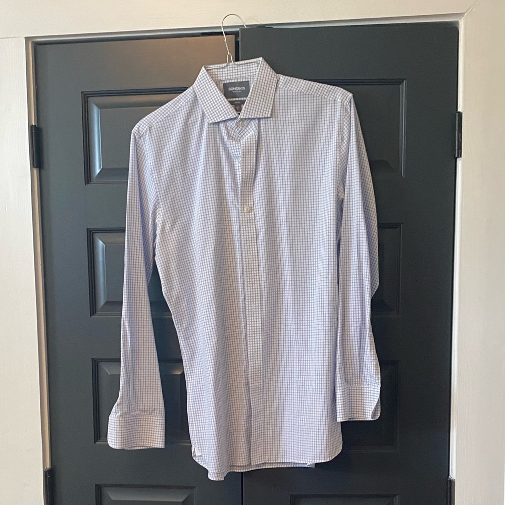 Bonobos Wrinkle Free Taylored Slim Fit Blue Check Button Down Shirt